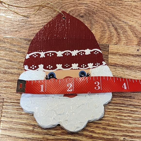 Vintage Handmade Painted Wooden Jolly Santa Ornament - Picture 5 of 6